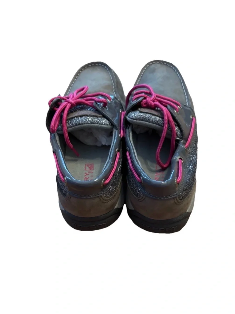 NEW Sperry Intrepid Top-Sider Glitter/Gray Pink Boat Shoes Big Girls Size 5.5 M